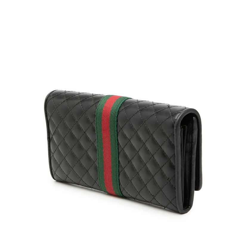 Gucci GG Marmont Web Quilted Leather Long Wallet Black Leather Very good condition - Back View