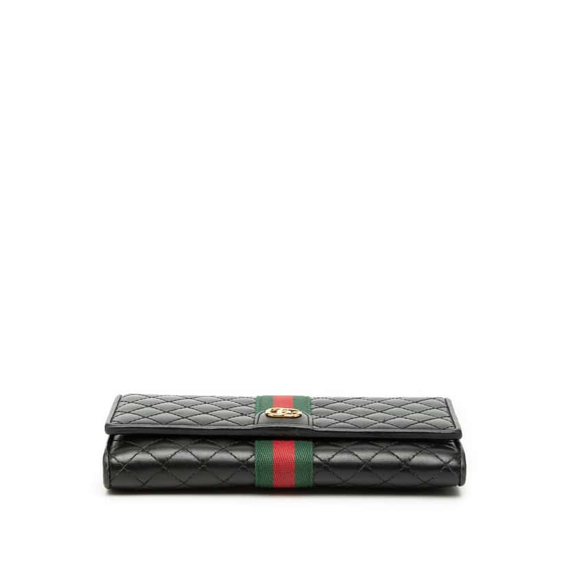 Gucci GG Marmont Web Quilted Leather Long Wallet Black Leather Very good condition - Inside View