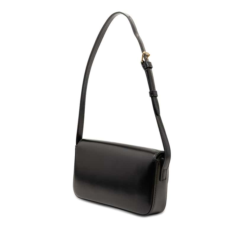Celine Shiny Calfskin Claude Shoulder Bag Black Leather Very good condition - Back View