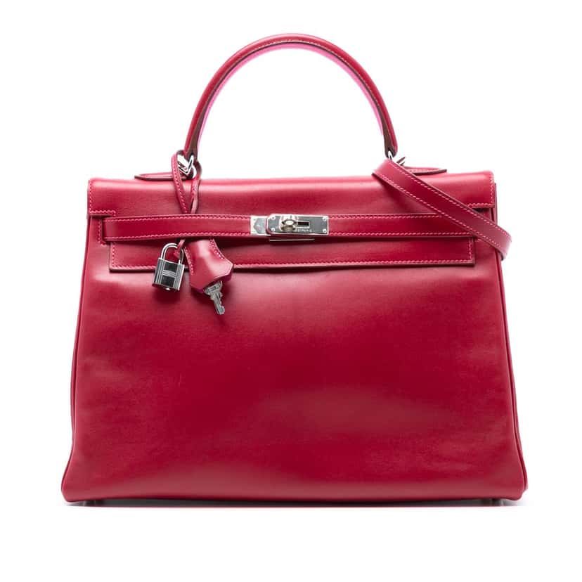 Hermès Box Calf Verso Kelly II Retourne 35 Red Leather Never worn, with tag - Front View