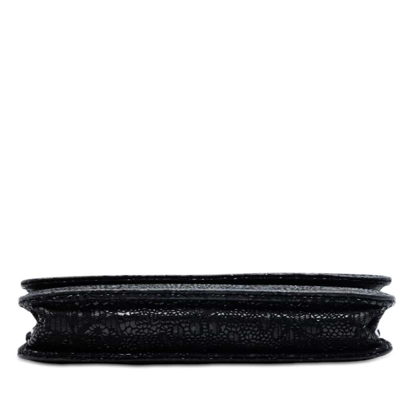 Chanel CC Lace Overlay Goatskin Wallet On Chain Black Leather Very good condition - Inside View