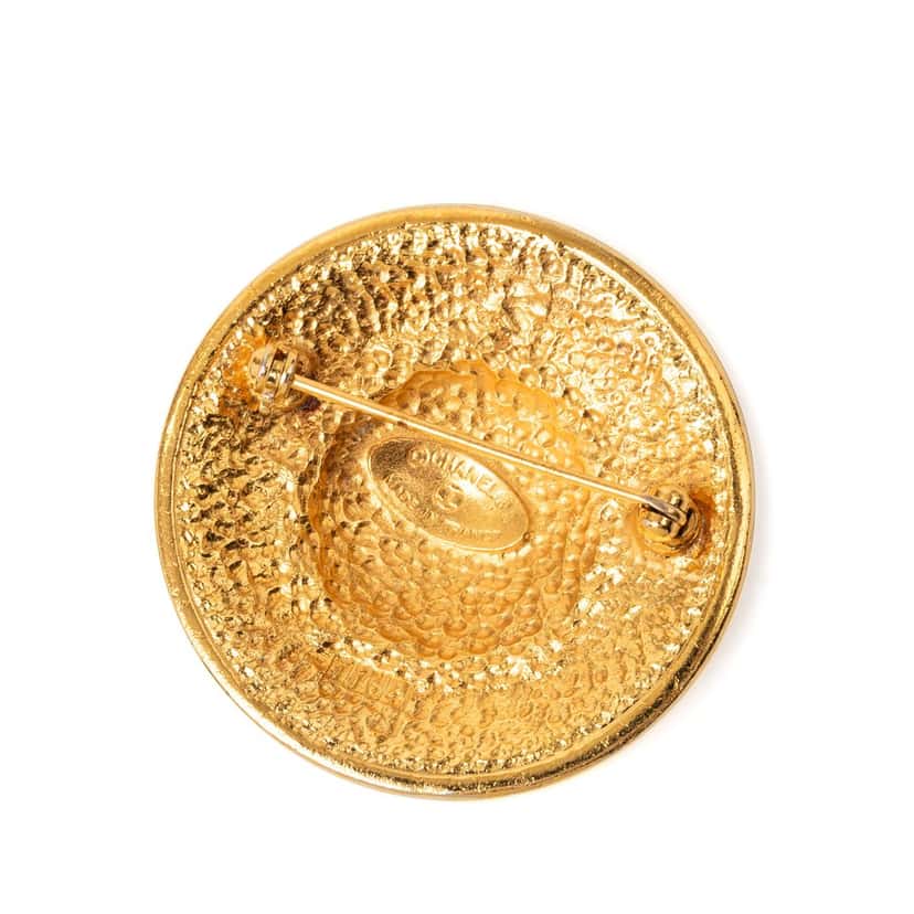 Chanel Gold Plated Round Brooch Gold Metal Very good condition - Back View