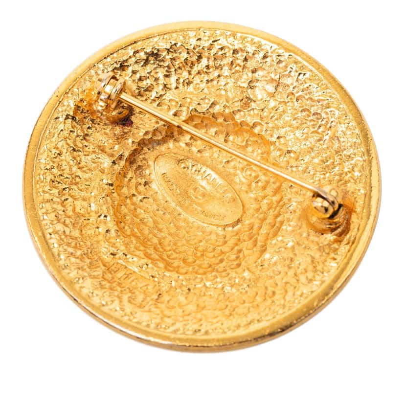 Chanel Gold Plated Round Brooch Gold Metal Very good condition - Inside View