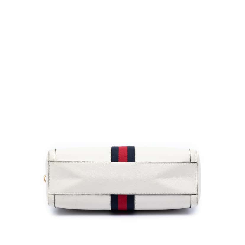 Gucci Medium Calfskin Web Ophidia Top Handle Bag Beige Leather Very good condition - Inside View