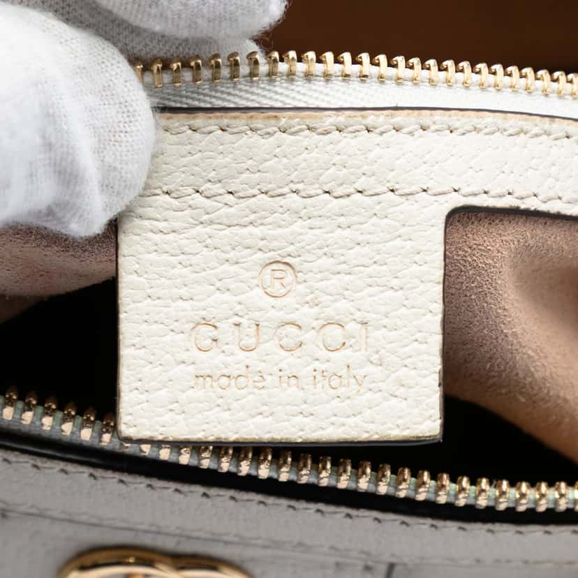Gucci Medium Calfskin Web Ophidia Top Handle Bag Beige Leather Very good condition - Box View