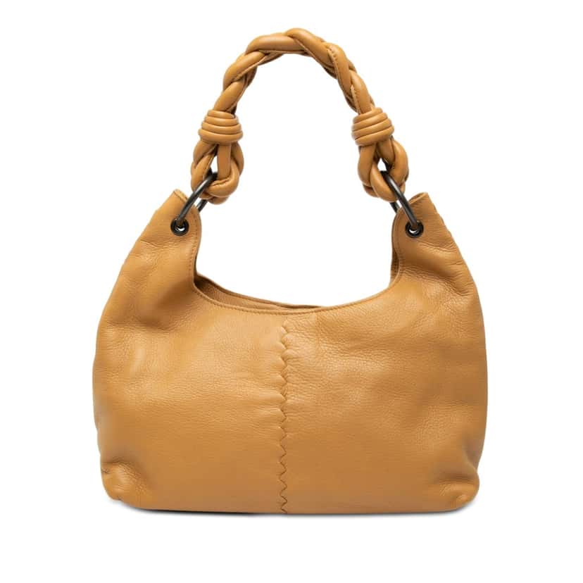 Bottega Veneta Cervo Deerskin Braided Ring Hobo Brown Leather Very good condition - Front View