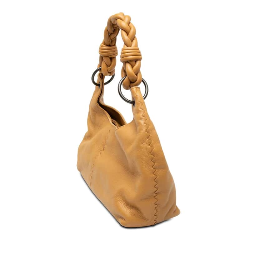 Bottega Veneta Cervo Deerskin Braided Ring Hobo Brown Leather Very good condition - Back View