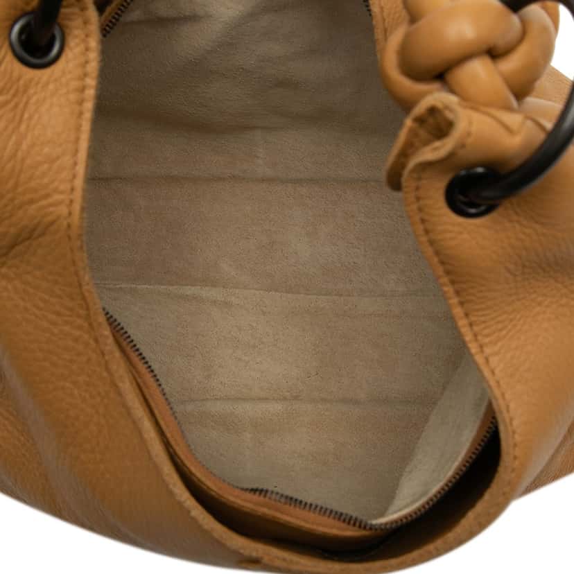 Bottega Veneta Cervo Deerskin Braided Ring Hobo Brown Leather Very good condition - Model View