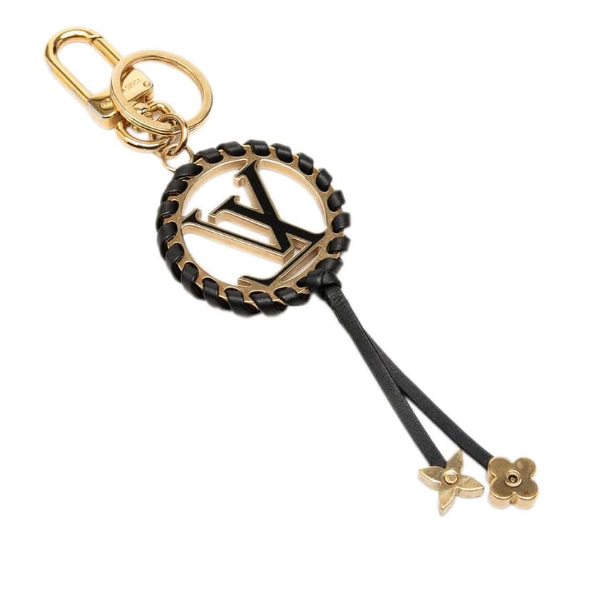 Louis Vuitton Gold Plated Lambskin and Enamel Very Bag Charm and Key Holder Gold Metal Very good condition - Back View