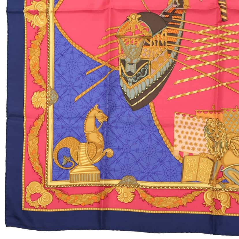 Hermès Les Bissone De Venise Silk Scarf 90 Red Very good condition - Box View