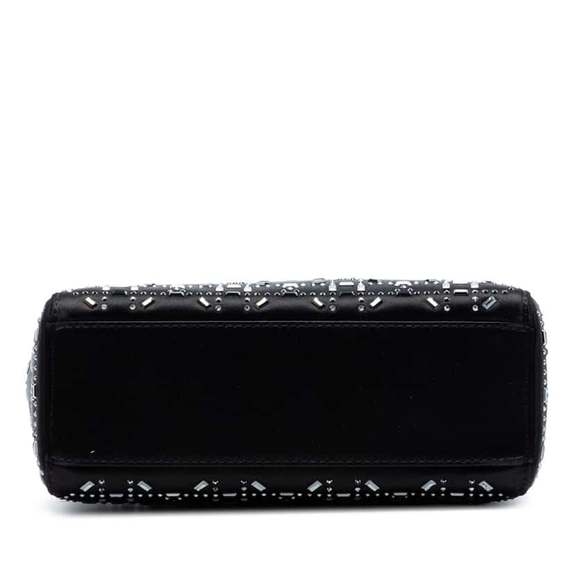 Dior Mini Satin Cannage Crystal Embellished Lady Dior Black Very good condition - Inside View