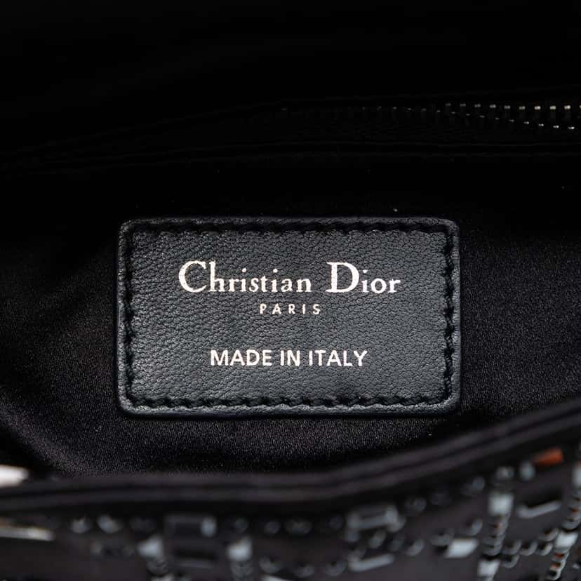 Dior Mini Satin Cannage Crystal Embellished Lady Dior Black Very good condition - Box View