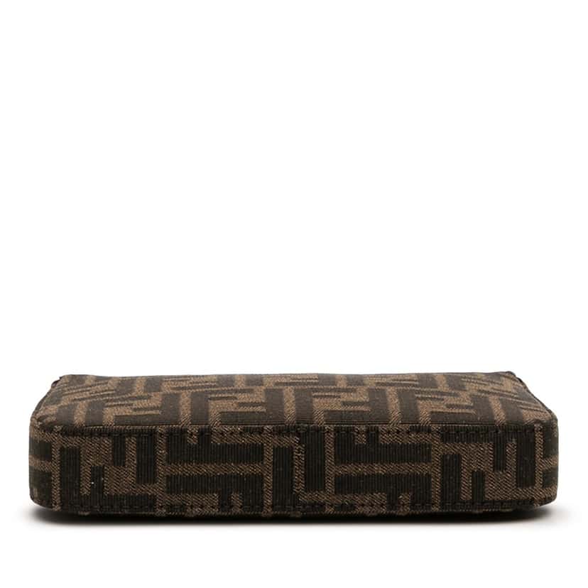 Fendi FF Jacquard Baguette Pouch Clutch with Chain Brown Very good condition - Inside View