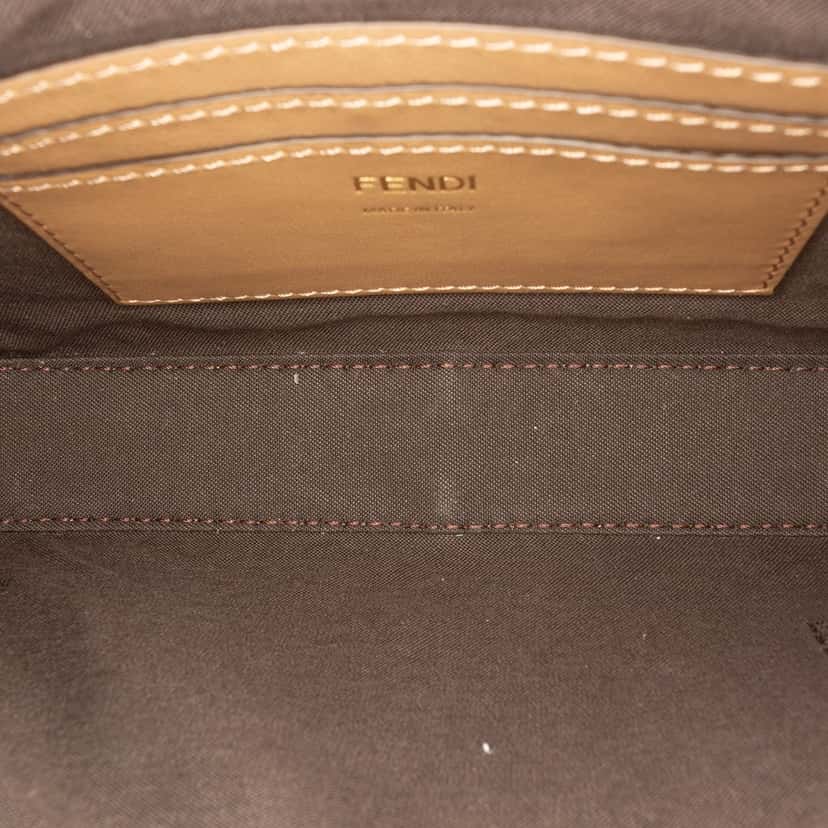 Fendi FF Jacquard Baguette Pouch Clutch with Chain Brown Very good condition - Model View