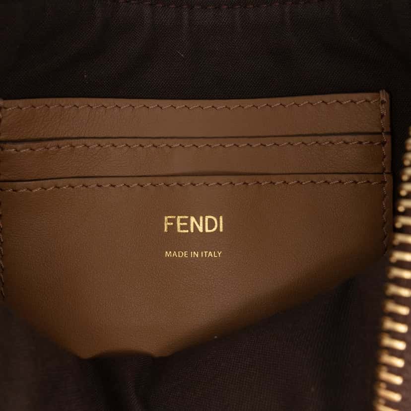 Fendi FF Jacquard Baguette Pouch Clutch with Chain Brown Very good condition - Box View