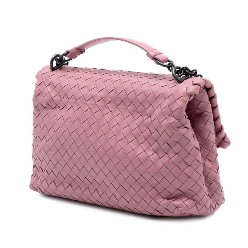 Bottega Veneta Small Nappa Intrecciato Olimpia Shoulder Bag Pink Leather Very good condition - Back View