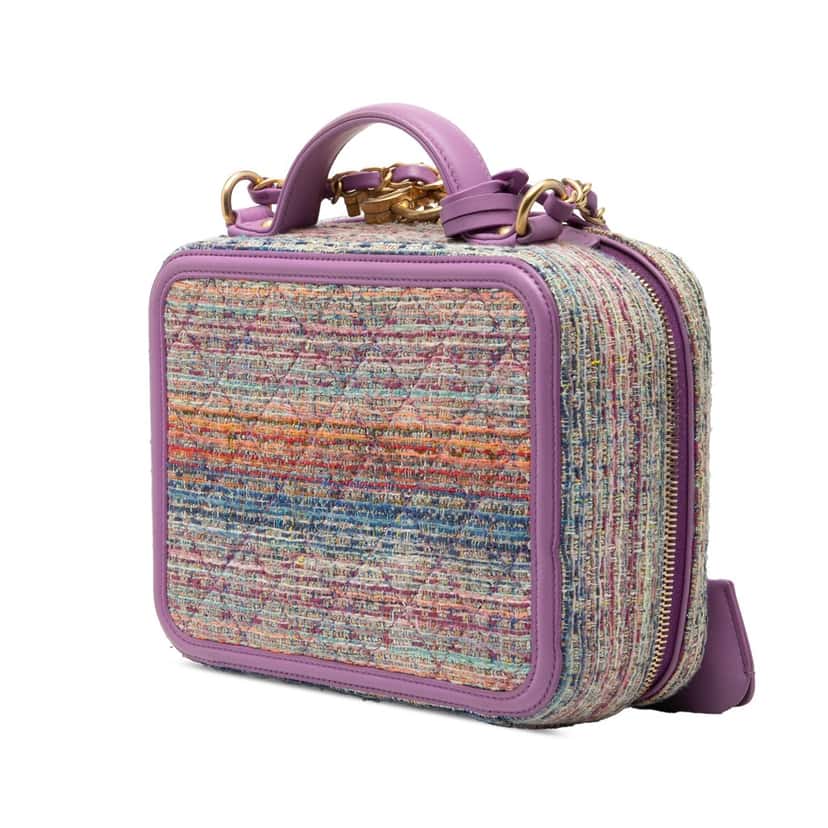 Chanel Medium Tweed CC Filigree Vanity Case Purple Very good condition - Back View