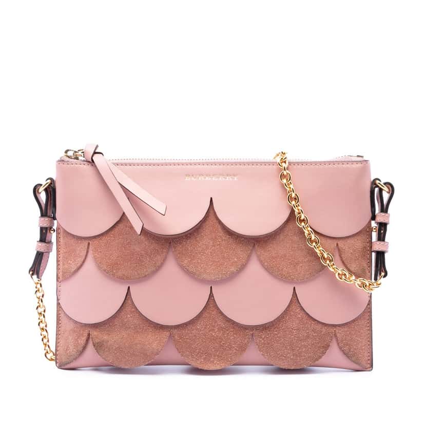 Burberry Scalloped Leather and Suede Peyton Crossbody Pink Leather Very good condition - Front View