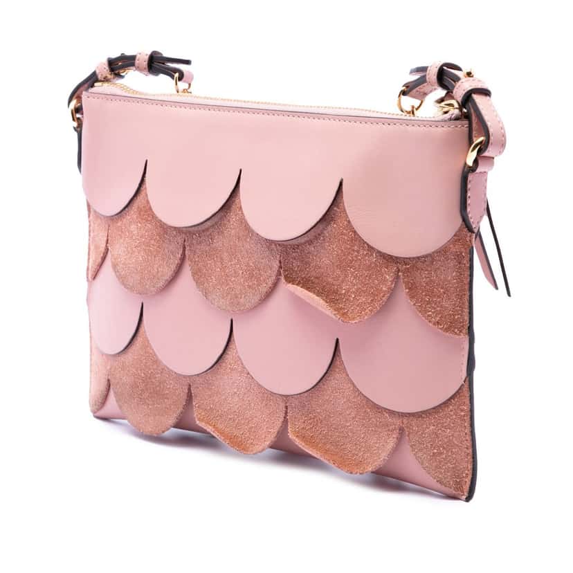 Burberry Scalloped Leather and Suede Peyton Crossbody Pink Leather Very good condition - Back View