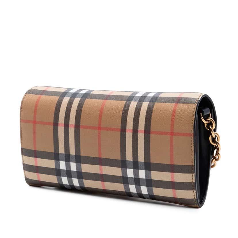 Burberry House Check Canvas Henley Wallet on Chain Beige Very good condition - Back View