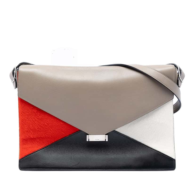 Celine Multicolor Leather and Pony Hair Diamond Shoulder Bag Other Leather Very good condition - Front View