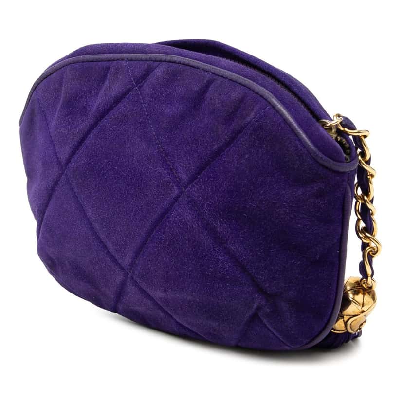 Chanel CC Suede Tassel Clutch Blue Leather Good condition - Back View