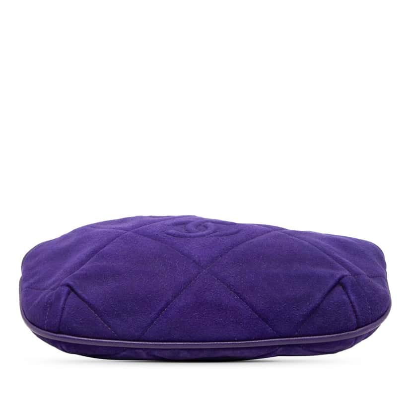 Chanel CC Suede Tassel Clutch Blue Leather Good condition - Inside View
