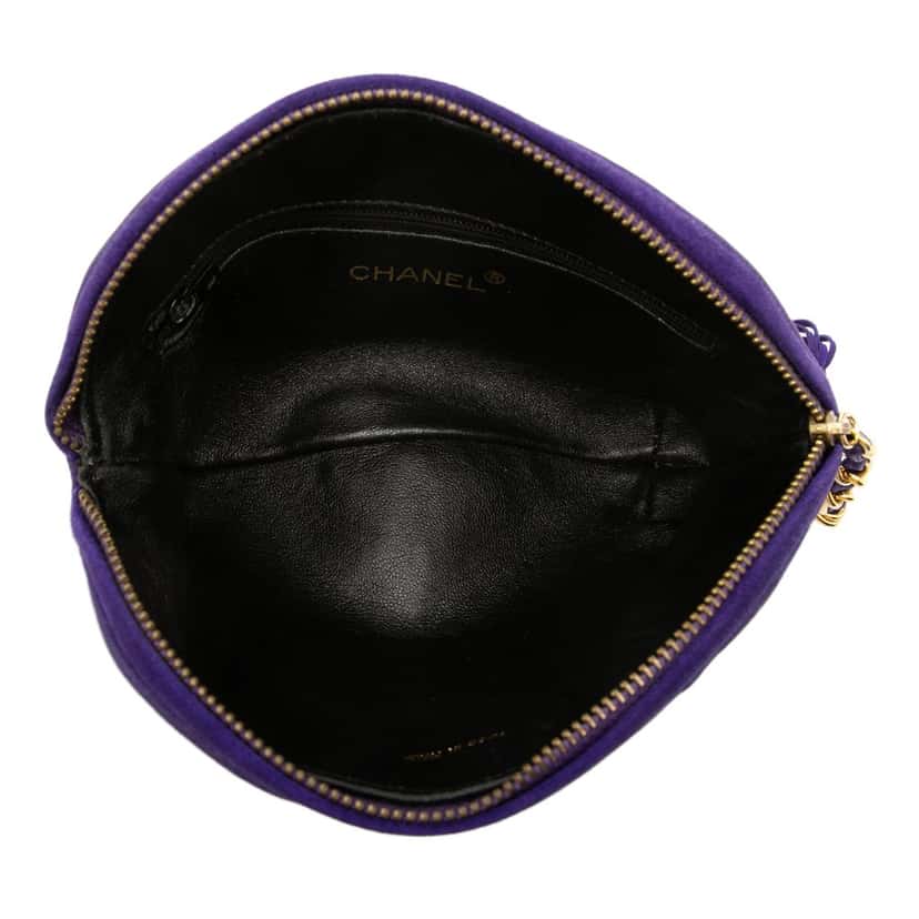 Chanel CC Suede Tassel Clutch Blue Leather Good condition - Model View