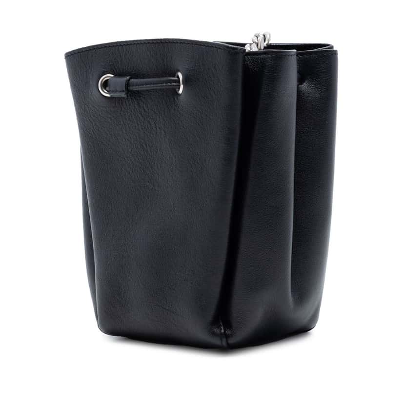 Saint Laurent Mini Leather Monogram Embellished Bourse Bucket Bag Black Leather Very good condition - Back View