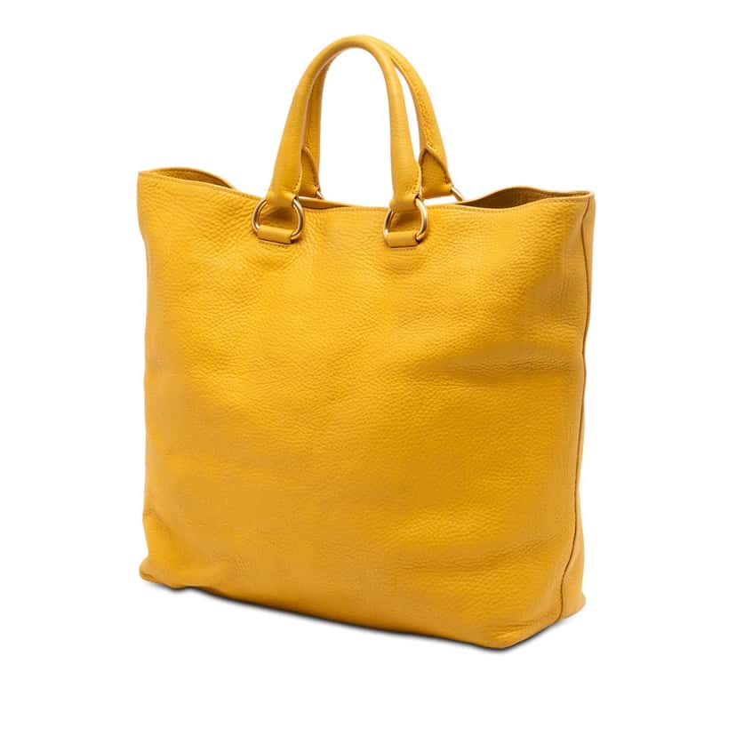 Prada Vitello Daino Open Convertible Tote Yellow Leather Very good condition - Back View