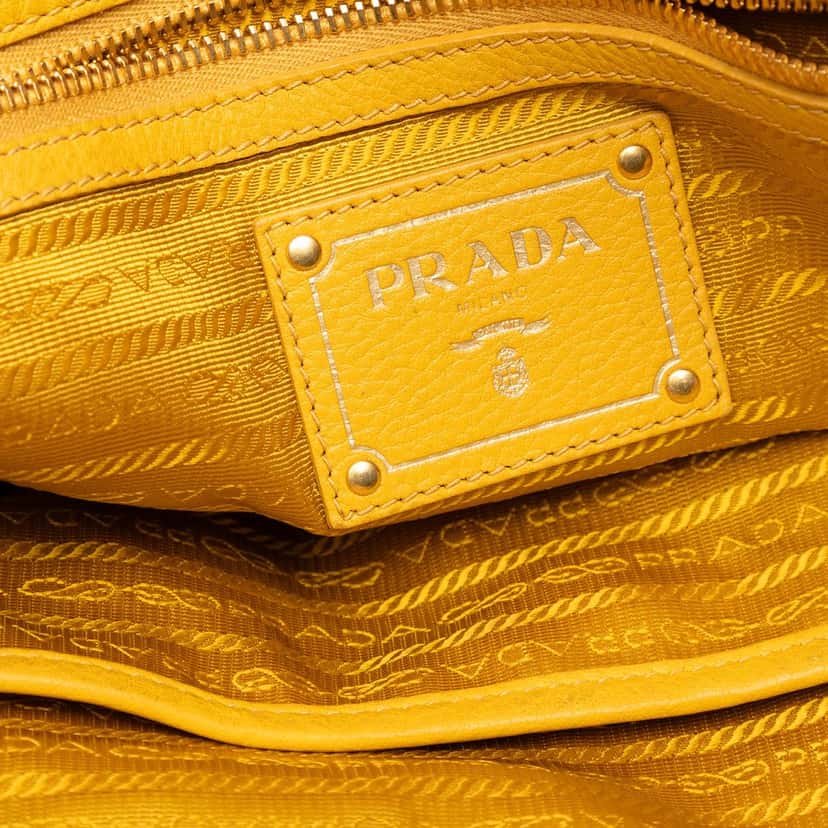 Prada Vitello Daino Open Convertible Tote Yellow Leather Very good condition - Box View