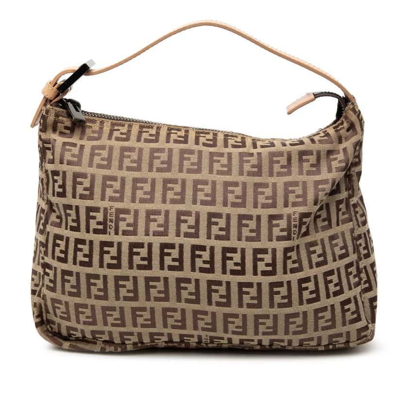 Fendi Zucchino Canvas Handbag Brown Very good condition - Front View