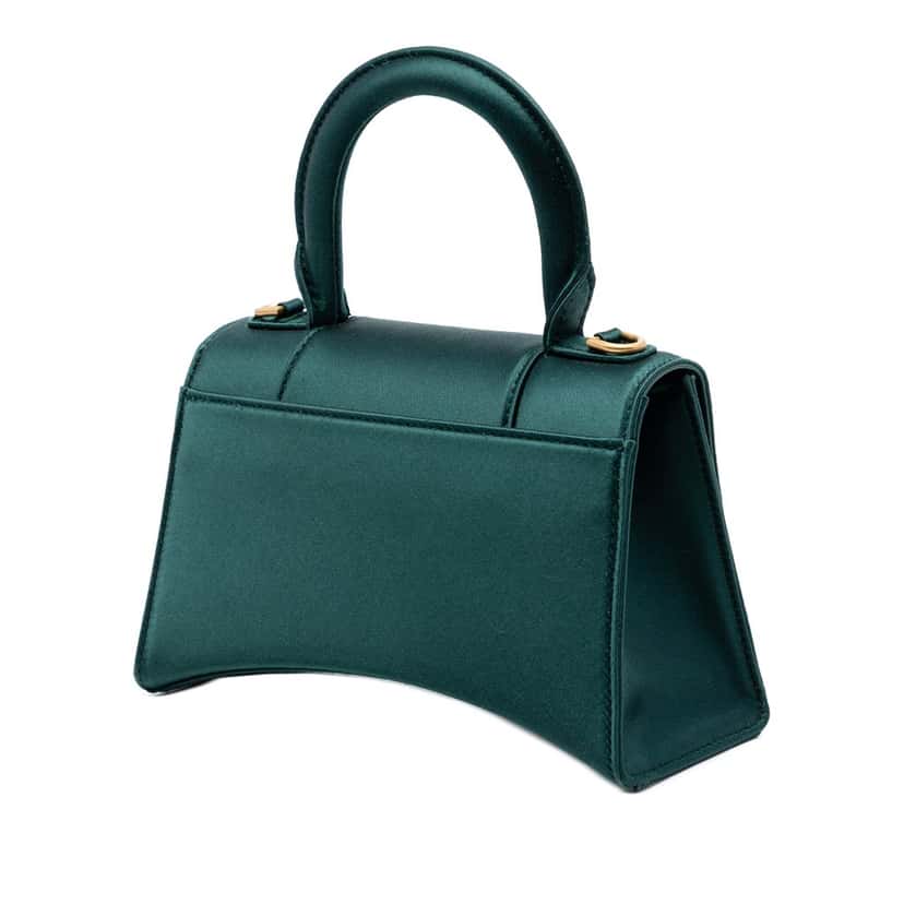 Balenciaga Satin Hourglass Top Handle Bag XS Green Very good condition - Back View