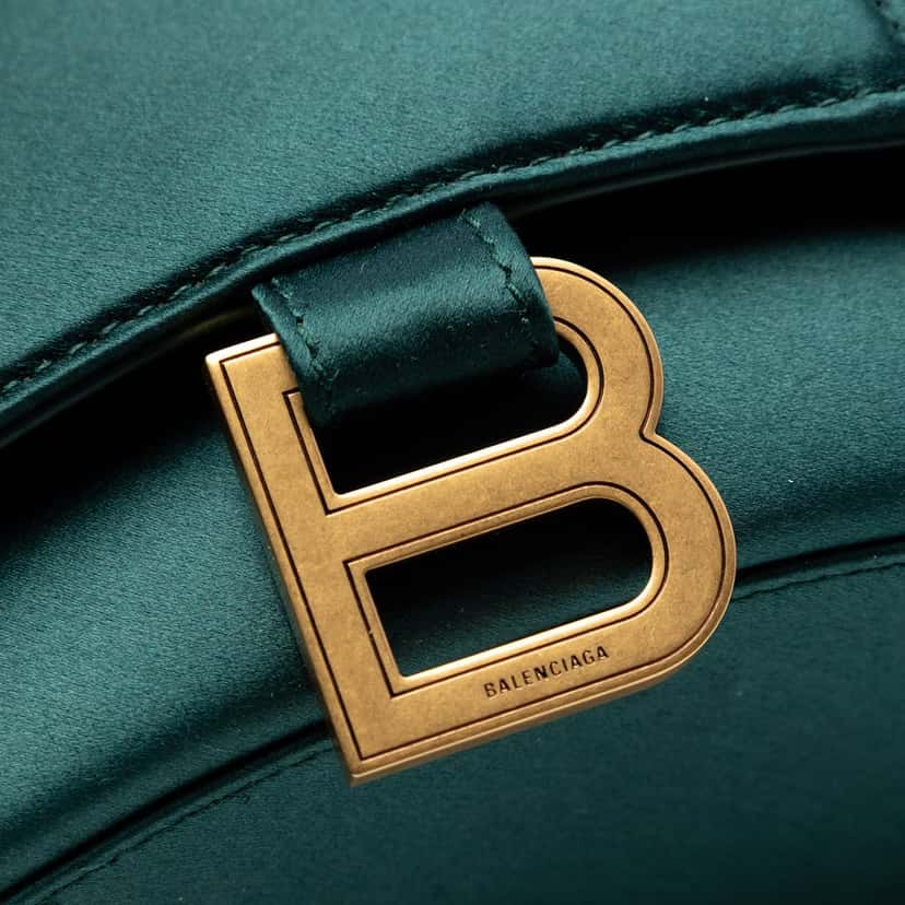 Balenciaga Satin Hourglass Top Handle Bag XS Green Very good condition - Box View