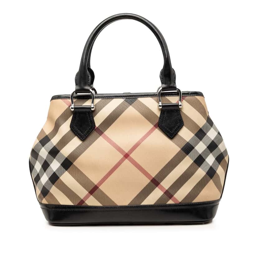 Burberry Supernova Check Coated Canvas Handbag Beige Good condition - Front View
