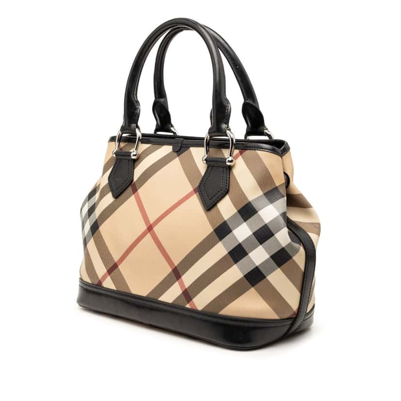 Burberry Supernova Check Coated Canvas Handbag Beige Good condition - Back View
