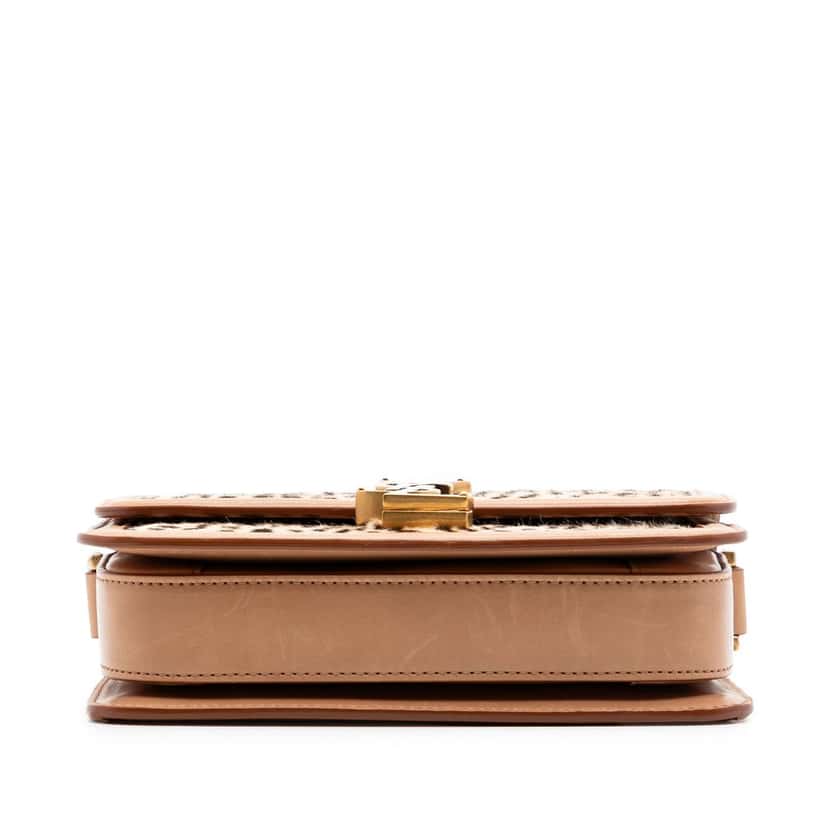 Saint Laurent Small Calf Hair Leopard Print Solferino Satchel In Box Beige Very good condition - Inside View