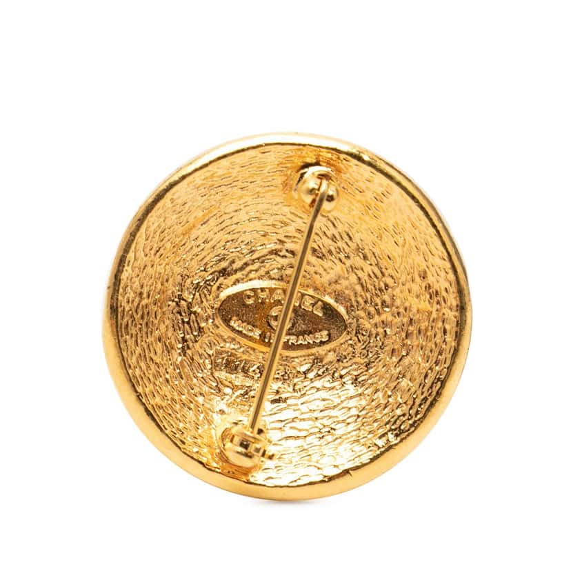 Chanel Gold Plated 31 Rue Cambon Round Brooch Gold Metal Very good condition - Back View