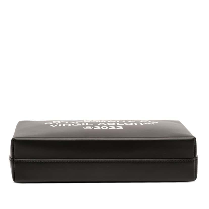 Off-White Leather Block Pouch Quote Clutch with Chain Black Leather Very good condition - Inside View