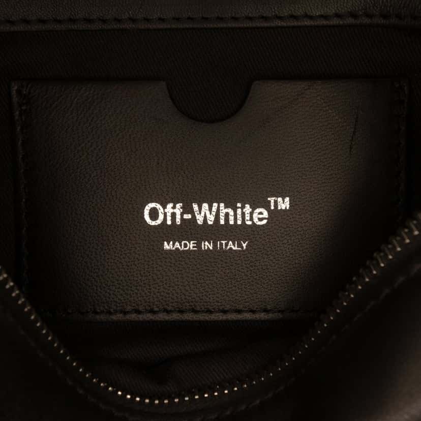 Off-White Leather Block Pouch Quote Clutch with Chain Black Leather Very good condition - Box View