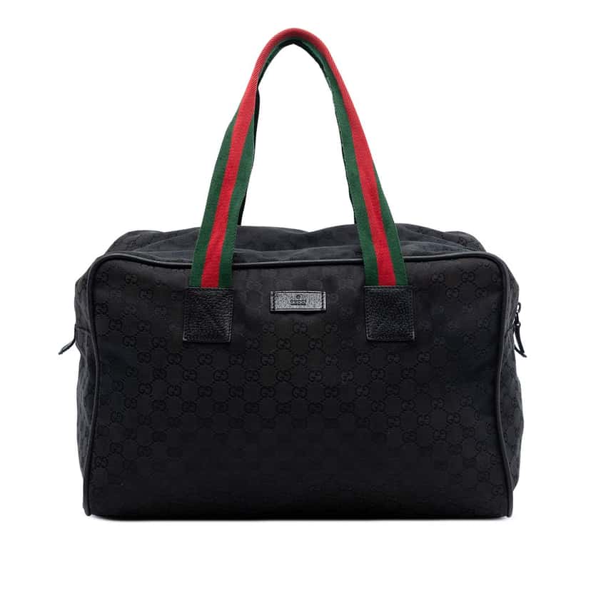 Gucci GG Canvas Web Travel Bag Black Very good condition - Front View