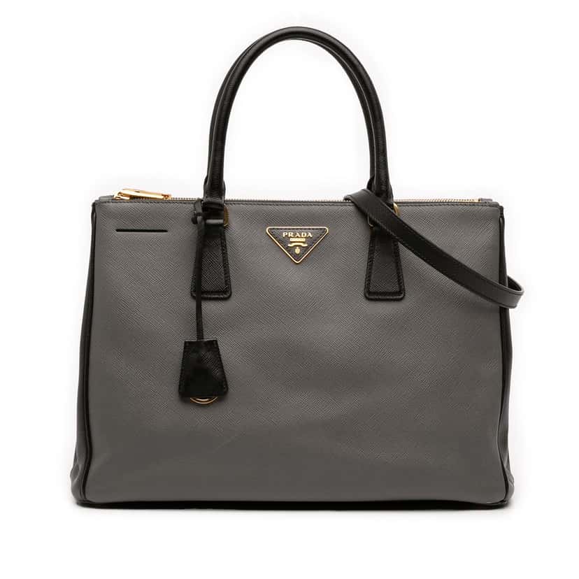 Prada Medium Bicolor Saffiano Lux Galleria Double Zip Satchel Other Leather Very good condition - Front View