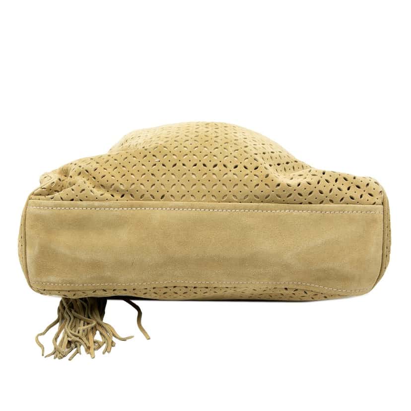 Miu Miu Laser Cut Suede Bamboo Top Handle Bag Beige Leather Very good condition - Inside View