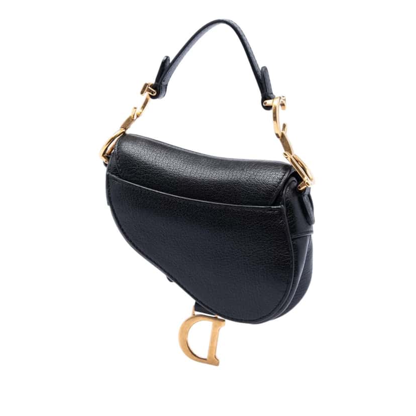 Dior Micro Goatskin Saddle Bag Black Leather Very good condition - Back View