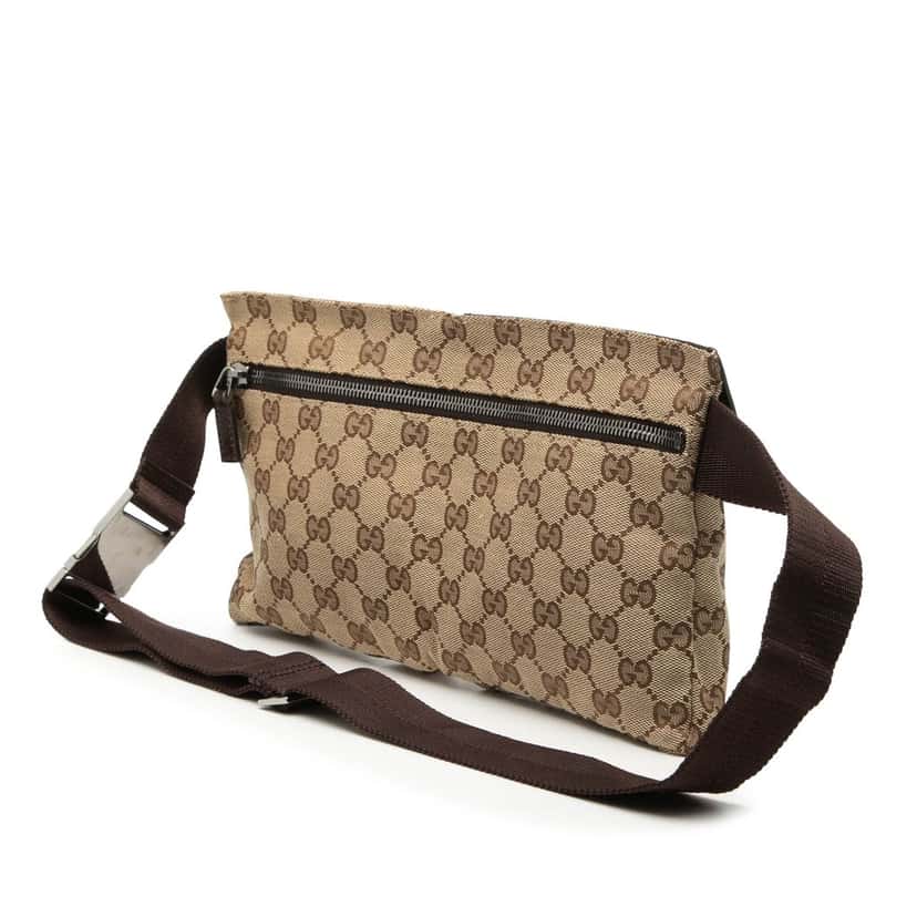 Gucci GG Canvas Double Pocket Belt Bag Beige Very good condition - Back View