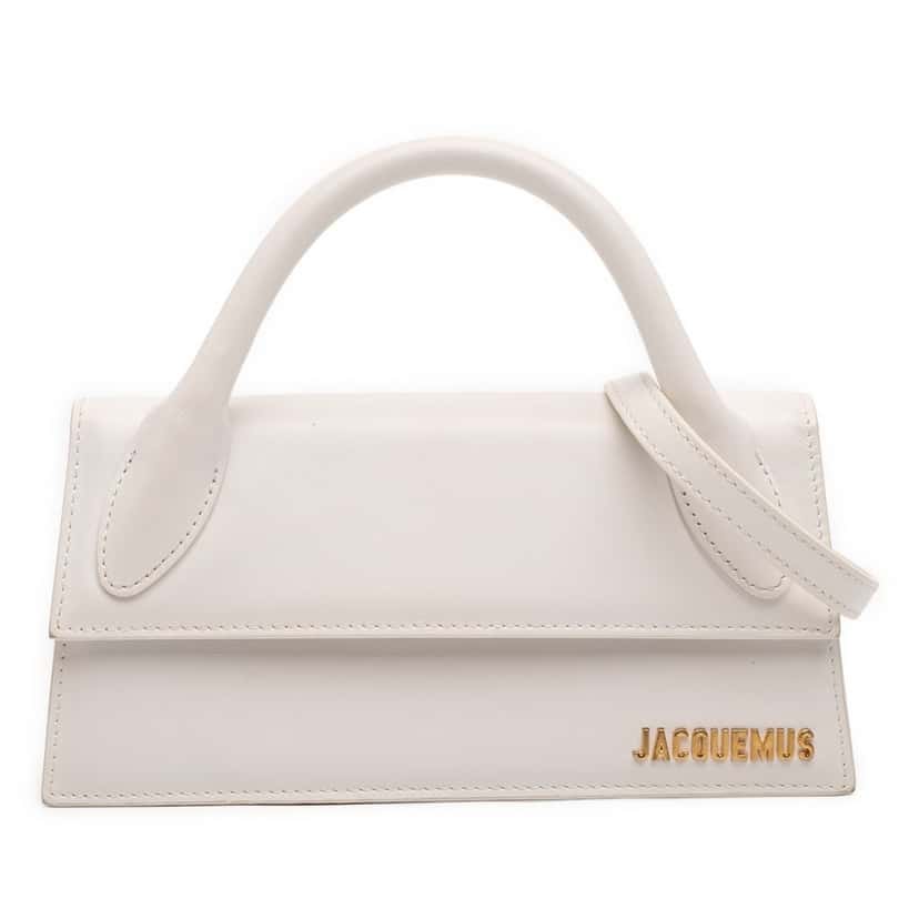 Jacquemus Smooth Calfskin Le Chiquito Long White Leather Very good condition - Front View