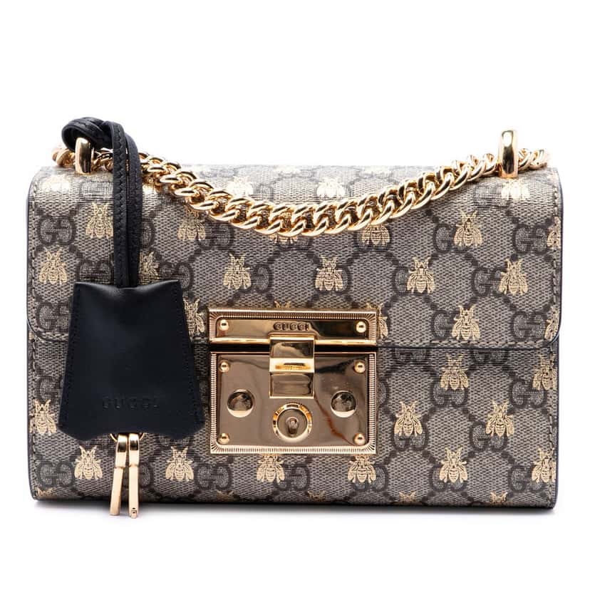 Gucci Small GG Supreme Bee Padlock Crossbody Beige Very good condition - Front View