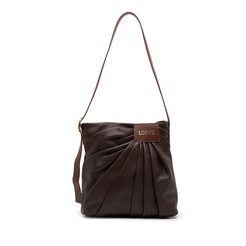 Loewe Mellow Nappa Draped Tote Brown Leather Very good condition - Front View