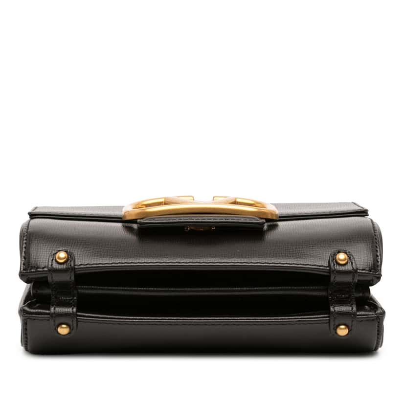 Valentino Grained Calfskin Stud Sign Shoulder Bag Black Leather Very good condition - Inside View