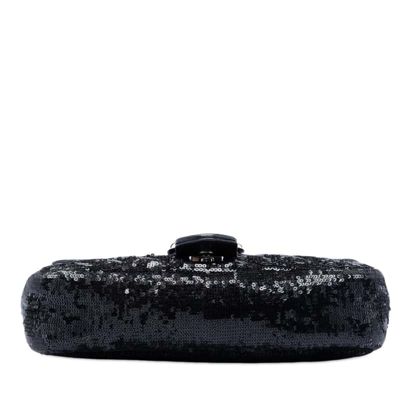 Gucci Medium GG Marmont Matelasse Sequin and Leather Shoulder Bag Black Leather Very good condition - Inside View